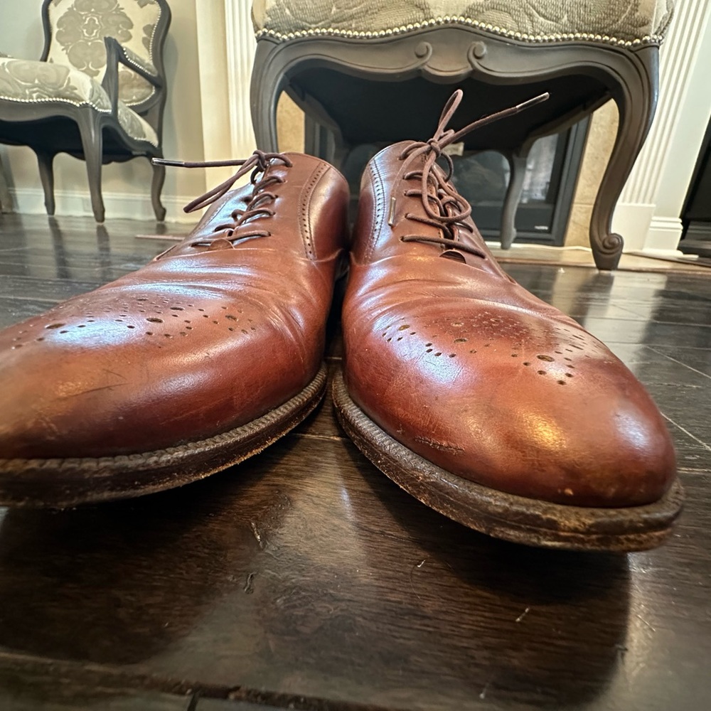 Men’s Salvatore Ferragamo dress shoes, rich brown leather, size 11.5